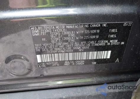 2022 Toyota Rav4 Hybrid Se из США, поврежденный, VIN 2T3T6RFV6NW036068